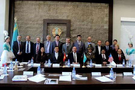 At Suleymen Demirel University (SDU), Almaty. Also present was the President of International Ataturk Alatoo University, Kyrgyz Republic Professor Osman Gokalp (front row, second from right) and SDUâ€™s Rector, Professor Mesut Akgul (front row, fourth fro